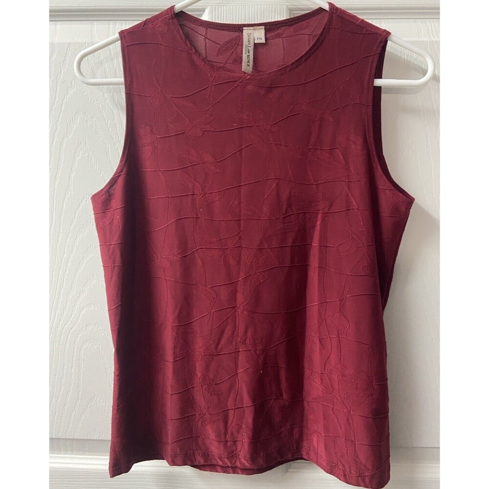 Susan Lawrence Sleeveless Tank Top Women Petite Small Burgundy Office Career